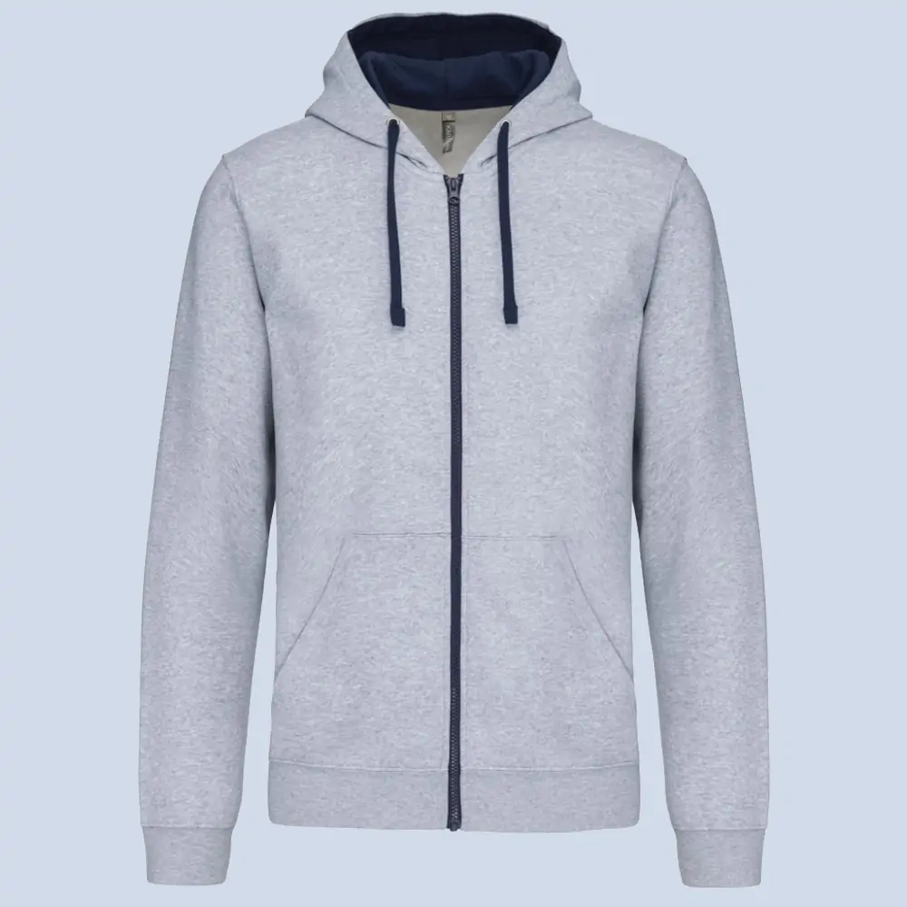 Sweat capuche contrastée zippé