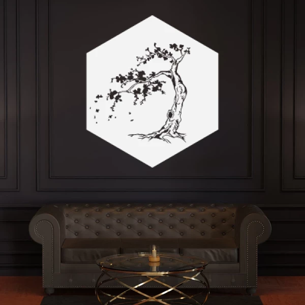 Sticker Japan Cherry Hexagon