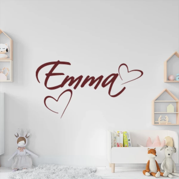 Sticker Emma Script Hearts