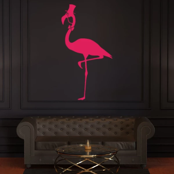 Sticker Pink Flamingo Gentleman