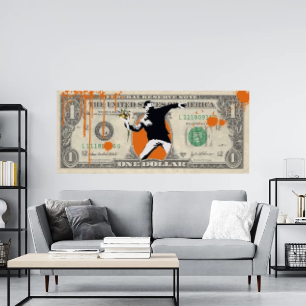 Sticker One Dollar Banksy Printed